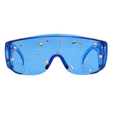 Flytonn-Blue Casual Daily Solid Patchwork Rhinestone Sunglasses