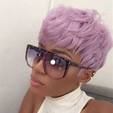 Flytonn-Light Purple Casual Daily Solid Patchwork Wigs