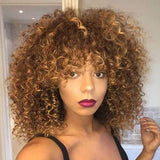 Flytonn-Brown Fashion Hign-temperature Resistance Curly Hair Wigs