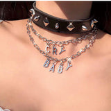 Flytonn- Silver Fashion Letter Patchwork Necklaces