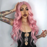 Flytonn-Pink Fashion Casual Solid Patchwork Wigs