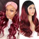 Flytonn-Burgundy Fashion Casual Gradual Change Patchwork Wigs (Without Headscarf)