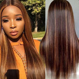 Flytonn-OneSize Fashion Casual Brown Straight Hair Wig