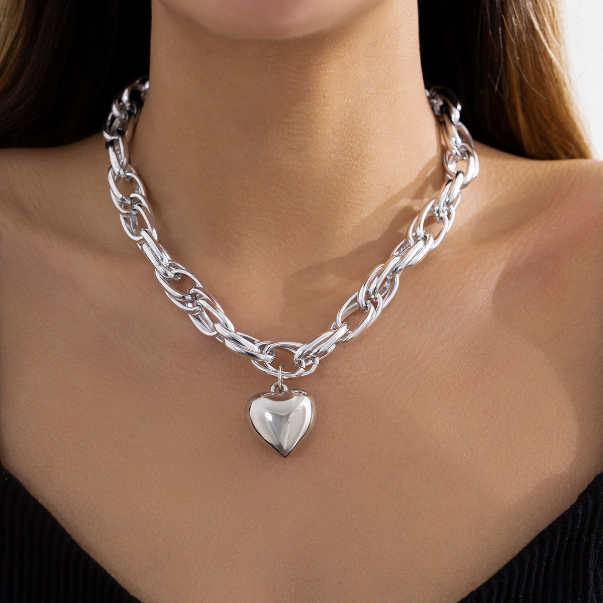 Flytonn-Tanya Punk Big Heart Pendant Necklace