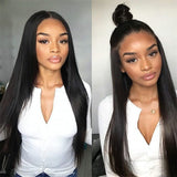 Flytonn-Black Fashion Casual Style Straight Lace Front Wigs for Black Women