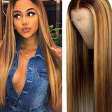 Flytonn-Gold Fashion Casual Straight Hair Wigs