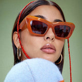 Flytonn-Orange Fashion Casual Solid Patchwork Sunglasses