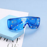 Flytonn-Blue Casual Daily Solid Patchwork Rhinestone Sunglasses