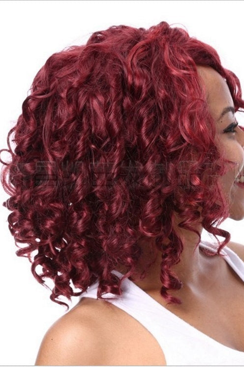 Flytonn-OneSize Fashion Short Curly Wine Red Wigs