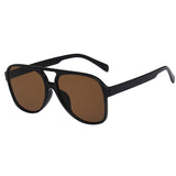 Flytonn-Black Yellow Casual Daily Solid Patchwork Sunglasses