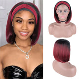 Flytonn-Red Fashion Casual Gradual Change Patchwork Wigs  (Without Headscarf)