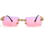 Flytonn-Pink Purple Fashion Casual Patchwork Rhinestone Sunglasses