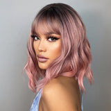 Flytonn-Pink Fashion Casual Patchwork Wigs