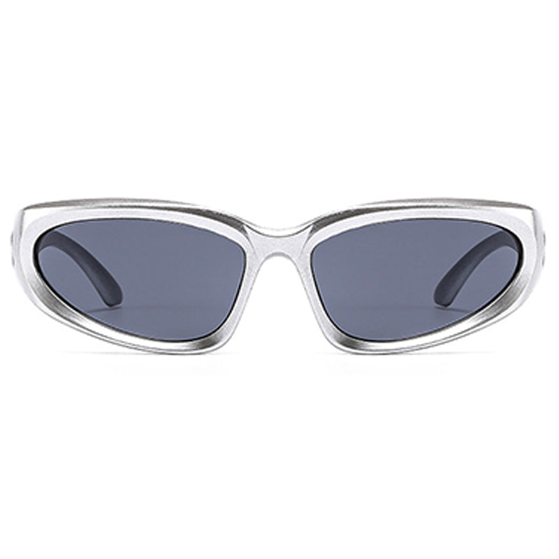Flytonn-Silver Casual Daily Solid Patchwork Sunglasses