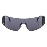 Flytonn-Black Casual Solid Patchwork Sunglasses