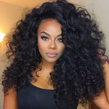 Flytonn-Black Fashion Solid Long Curly Hair Wigs