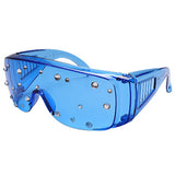 Flytonn-Blue Casual Daily Solid Patchwork Rhinestone Sunglasses