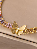 Flytonn-Adjustable Butterfly Shape Rhine Stones Bracelet Accessories