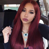 Flytonn-Wine Red Fashion Casual Long Straight Wigs