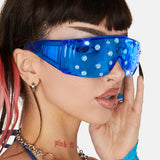 Flytonn-Blue Casual Daily Solid Patchwork Rhinestone Sunglasses