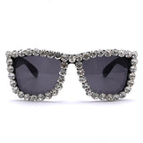 Flytonn-Black Fashion Casual Patchwork Rhinestone Sunglasses