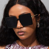 Flytonn-Black Casual Daily Solid Patchwork Sunglasses