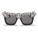 Flytonn-Black Fashion Casual Patchwork Rhinestone Sunglasses