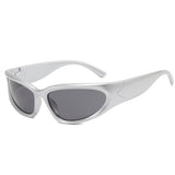 Flytonn-Silver Gray Casual Daily Solid Patchwork Sunglasses