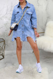 Flytonn-homecoming dresses hoco dresses party dresses fall outfits women Denim Striking Single Breasted Mini Dress