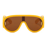 Flytonn-Yellow Casual Daily Solid Patchwork Sunglasses