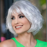 Flytonn-Silver Gray Casual Daily Solid Patchwork Wigs