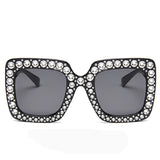 Flytonn-Casual Solid Patchwork Rhinestone Sunglasses