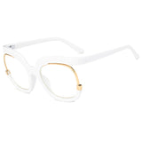 Flytonn-White Fashion Casual Patchwork Asymmetrical Sunglasses