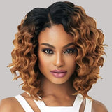 Flytonn-Brown Casual Daily Gradual Change Patchwork Wigs