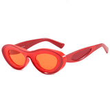 Flytonn-Red Casual Daily Solid Patchwork Sunglasses