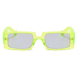 Flytonn-Fluorescent Green Casual Daily Solid Patchwork Sunglasses