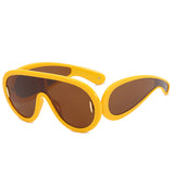 Flytonn-Yellow Casual Daily Solid Patchwork Sunglasses