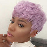 Flytonn-Light Purple Casual Daily Solid Patchwork Wigs