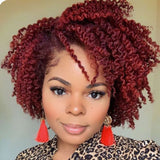 Flytonn-Burgundy Fashion Solid Hign-temperature Resistance Curly Hair Wigs