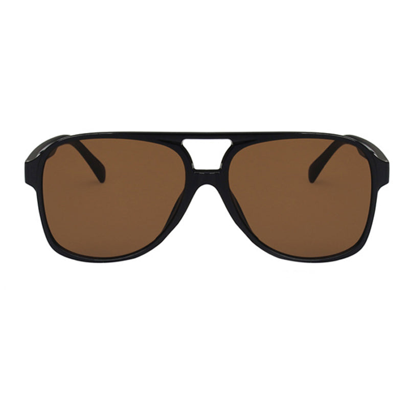 Flytonn-Black khaki Casual Daily Solid Patchwork Sunglasses