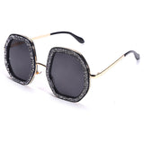 Flytonn-Black Casual Daily Vintage Patchwork Rhinestone Sunglasses