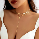 Flytonn-Melissa Vintage Pendant Long Snake Chain Necklace
