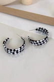 Flytonn-Valentine's Day gift Checkerboard Half Ring Earrings