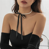 Flytonn-Sheila Velvet Ribbon Bowknot Choker Necklace