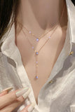 Flytonn-Valentine's Day gift Double Layered Sparkling Pendant Necklace