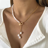 Flytonn-Jade Kpop Irregular Pearl Pendant Necklace