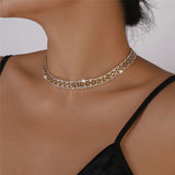 Flytonn-Pamela Geometric Rhinestones Square Chain Necklace