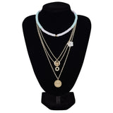 Necklace for Women Retro Multi-layered Soft Clay Flower Necklace with Round Exaggerated Clavicle Chain Jewelry Wholesale