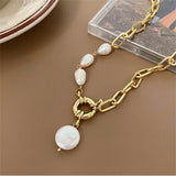 Baroque Style Necklace Neck Chains For Women Pearl Simple Hip Hop Metal Choker Punk Clavicle Chain Jewelry