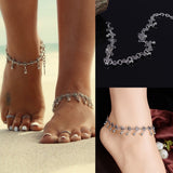 Flytonn Summer hot New Fashion Foot jewelry  ancient silver color Boho style drop tassel hollow flower anklet gift for Women to beach